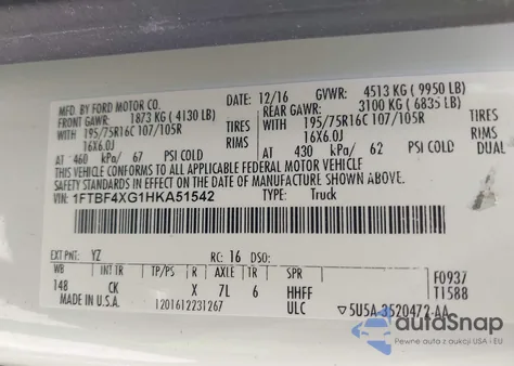 2017 Ford Transit-350 from USA, damaged, VIN 1FTBF4XG1HKA51542